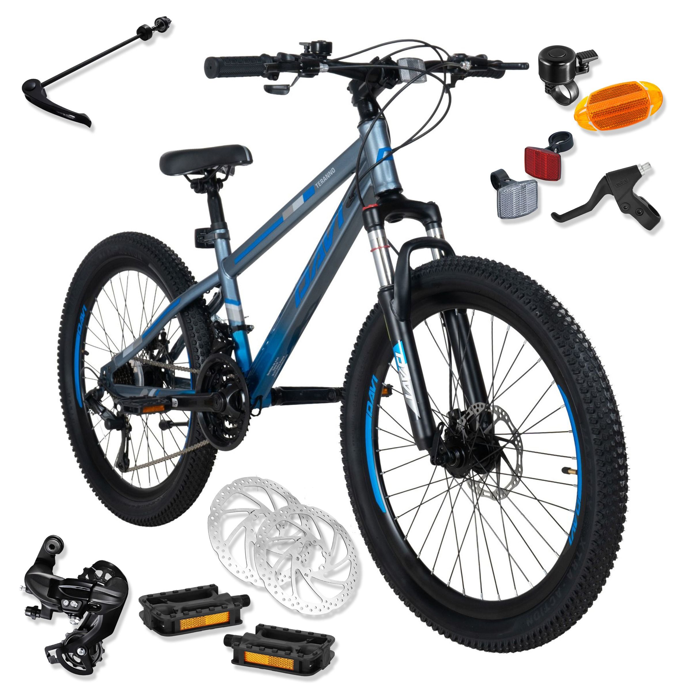 Davi Terrano MTB Gyermek kerékpár, 24, 130-160 cm, 21 sebesség, Szürke/Kék