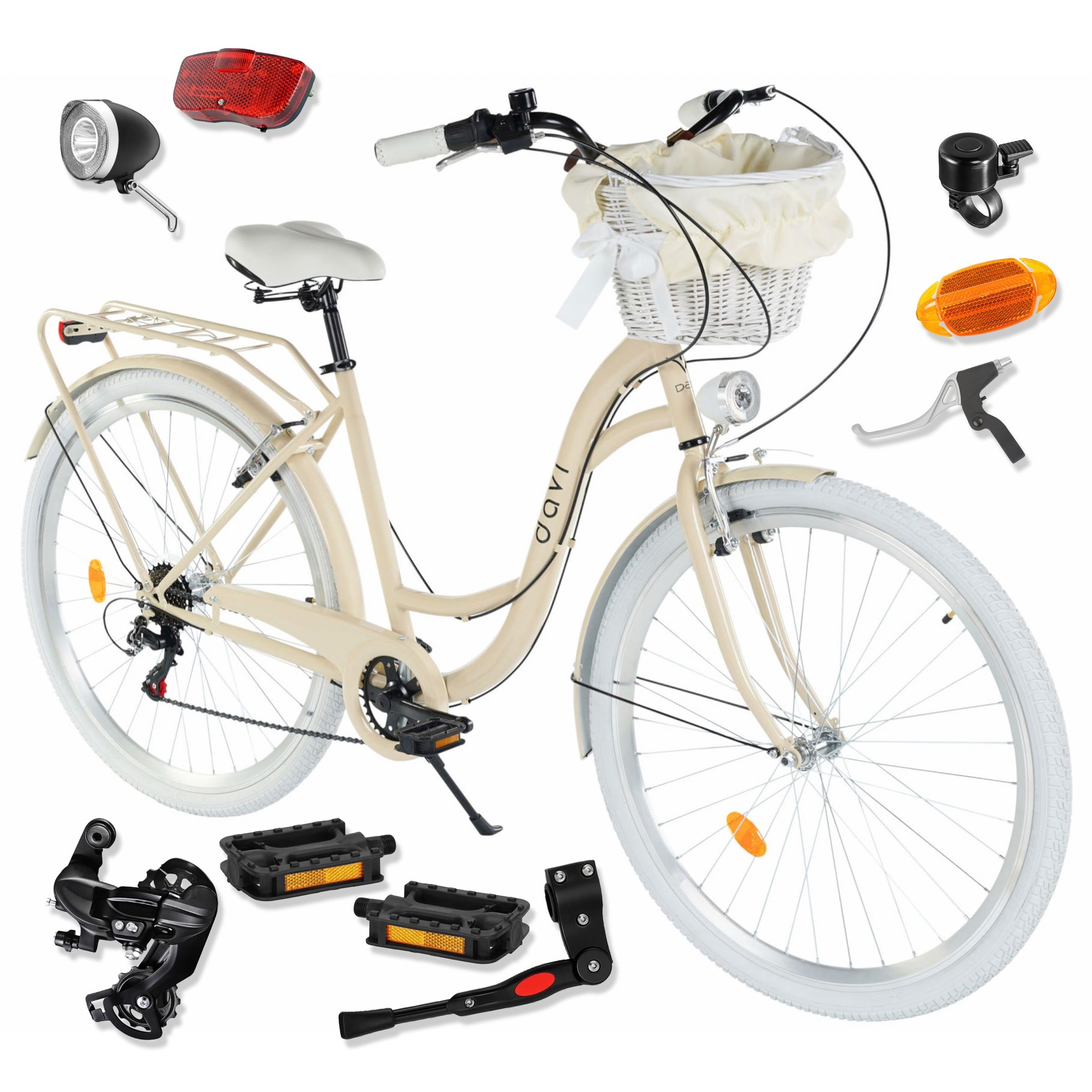Let damecykel Davi Emma 7 gear, 28", 160-185 cm, Kaffe/Hvid